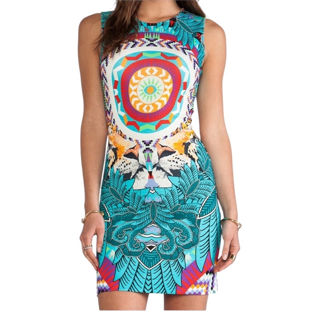 Mara Hoffman Jungle Trip Geometric Print Sleeveless Bodycon Knit Mini Dress - XS